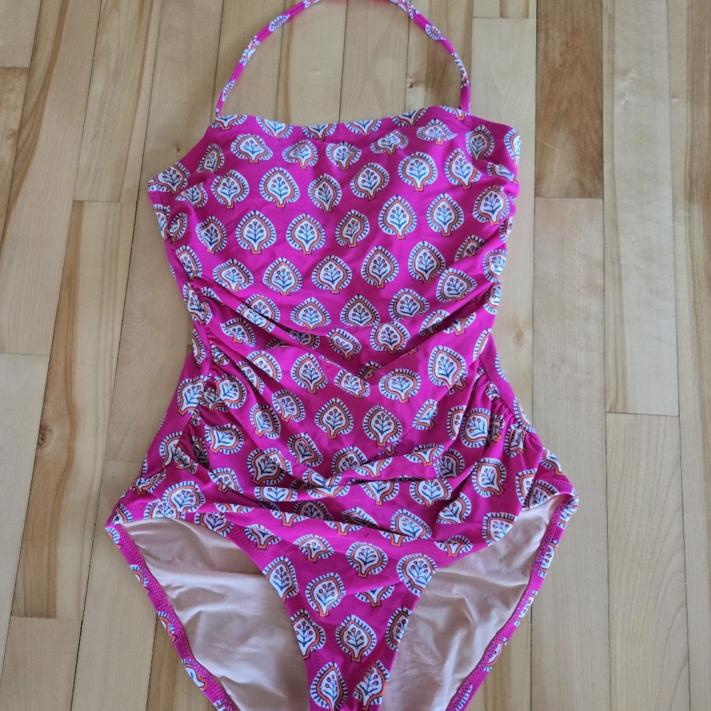 JCrew Paisley Ruched Block Print One Piece 2 Swimwear Swim